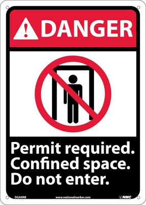 Permit Required Confined Space Do Not Enter (W/Graphic), 14X10, Rigid Plastic, Danger Sign
