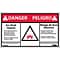 Danger Labels; Arc Flash And Shock Hazard, Bilingual, (Graphic), 3 x 5, Adhesive Vinyl, 5/Pack