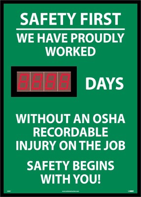 Digital Scoreboard, Safety First We Have Proudly Worked Xxx Days Without An Osha Recordable Injury