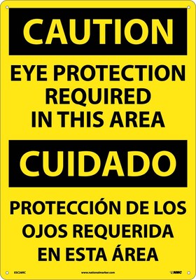 Caution Signs; Eye Protection Required In This Area (Bilingual), 20X14, Rigid Plastic