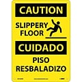 Caution Signs; Slippery Floor Bilingual, Graphic, 14X10, Rigid Plastic