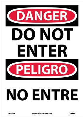 Danger Labels; Do Not Enter Bilingual, 14X10, Adhesive Vinyl