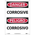 Danger Signs; Corrosive, Bilingual, 14X10, Rigid Plastic
