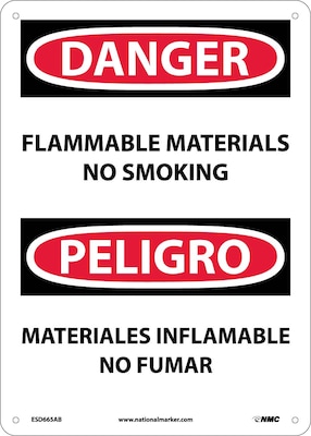 Danger Signs; Flammable Material No Smoking, Bilingual, 14X10, .040 Aluminum