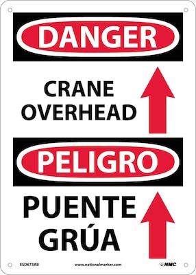 Danger Signs; Crane Overhead (Graphic) Bilingual, 14X10, .040 Aluminum