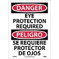 Danger Labels; Eye Protection Required, Bilingual, 14X10, Adhesive Vinyl