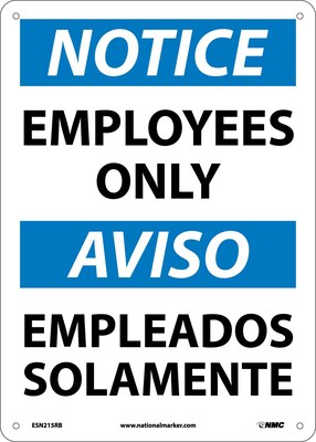 Employees Only (Bilingual), 14X10, Rigid Plastic, Notice Sign