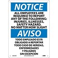 Notice Signs; All Employees Are Required To Report..(Bilingual), 14X10, Rigid Plastic
