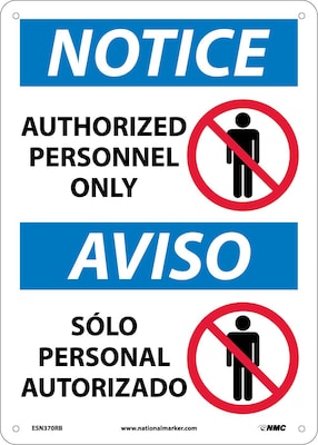 Authorized Personnel Only, Bilingual, (W/Graphic), 14X10, Rigid Plastic, Notice Sign