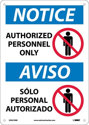 Authorized Personnel Only, Bilingual, (W/Graphic), 14X10, Rigid Plastic, Notice Sign