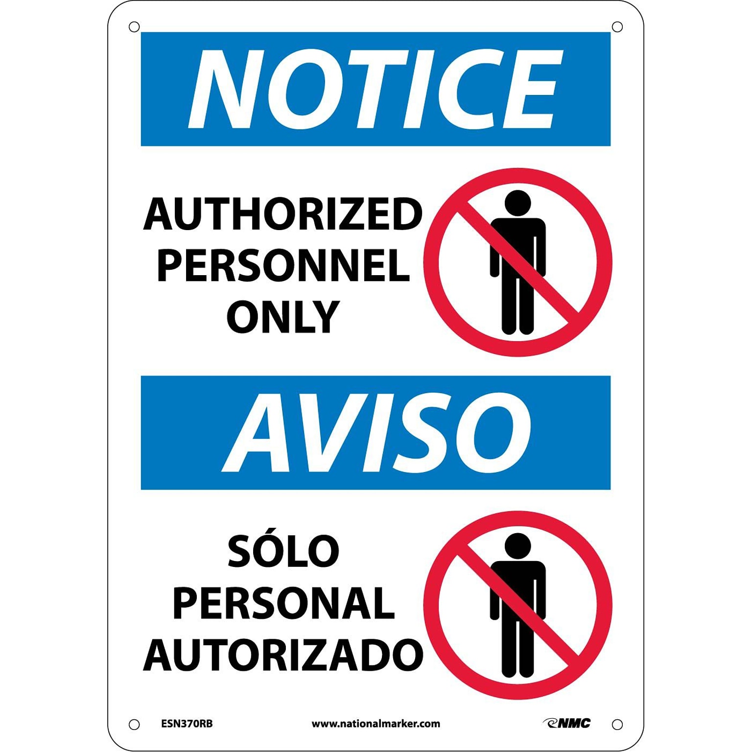 Authorized Personnel Only, Bilingual, (W/Graphic), 14X10, Rigid Plastic, Notice Sign