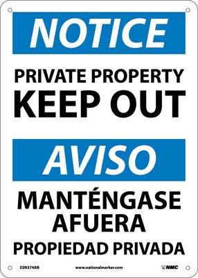 Private Property Keep Out, Bilingual, 14X10, .040 Aluminum, Notice Sign