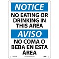 No Eating Or Drinking In This Area, Bilingual, 14X10, .040 Aluminum, Notice Sign
