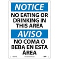 No Eating Or Drinking In This Area, Bilingual, 14X10, Rigid Plastic, Notice Sign