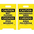 Floor Signs; Dbl Side, Caution Wet Floor Caution Hazardous Area (Bilingual), 20X12