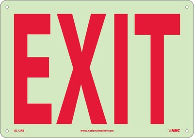 Information Signs; Exit, 10X14, Glow Rigid Plastic