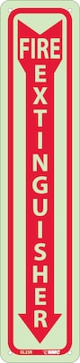 Notice Signs; Fire Extinguisher, 18 x 4, Glow Rigid