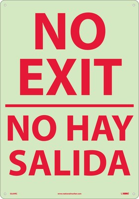 Notice Signs; No Exit (Bilingual), 20X14, Glow Rigid