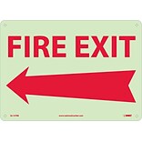 Notice Signs; Fire, Fire Exit, Left Arrow, 10X14, Rigid Plasticglow
