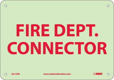 Notice Signs; Fire, Fire Dept. Connector, 7X10, Rigid Plasticglow