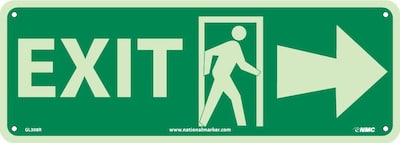 Notice Signs; Exit (W/ Door And Right Arrow), 5X14, Glow Rigid