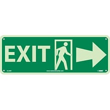 Notice Signs; Exit (W/ Door And Right Arrow), 5X14, Glow Rigid