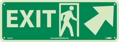 Notice Signs; Exit (W/ Door And Right Up Arrow), 5 x 14, Glow Rigid