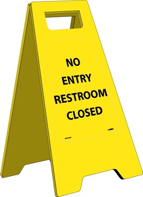 Floor Signs; Heavy Duty, No Entry Restroom Closed, English Only, 10 3/4X24 5/8