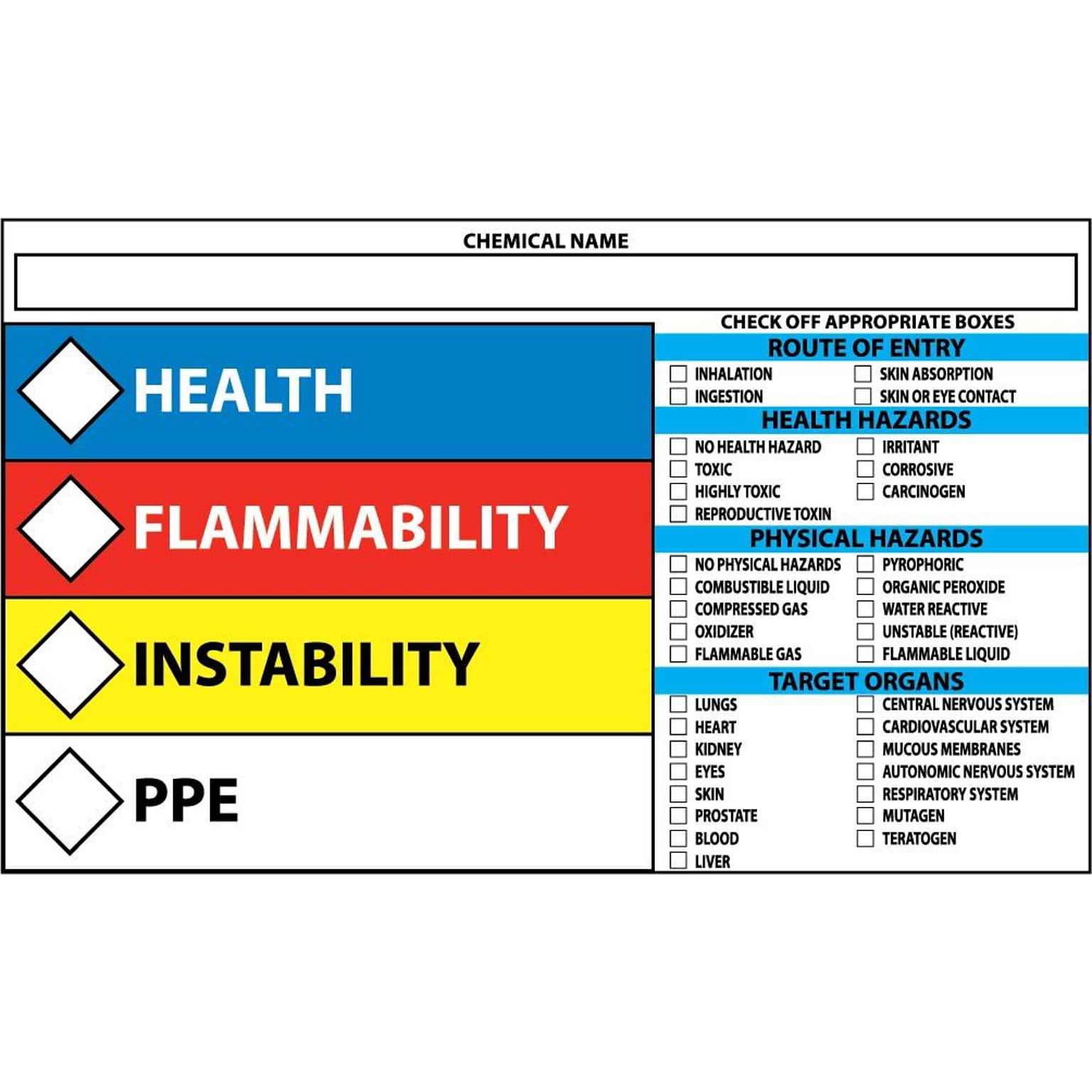 Rtk Target Organ Information Labels; 3X5, Adhesive Vinyl, 5/Pk