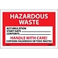 Hazard Labels; Hazardous Waste Handle With Care, 4X6, Adhesive Vinyl, 25/Pk