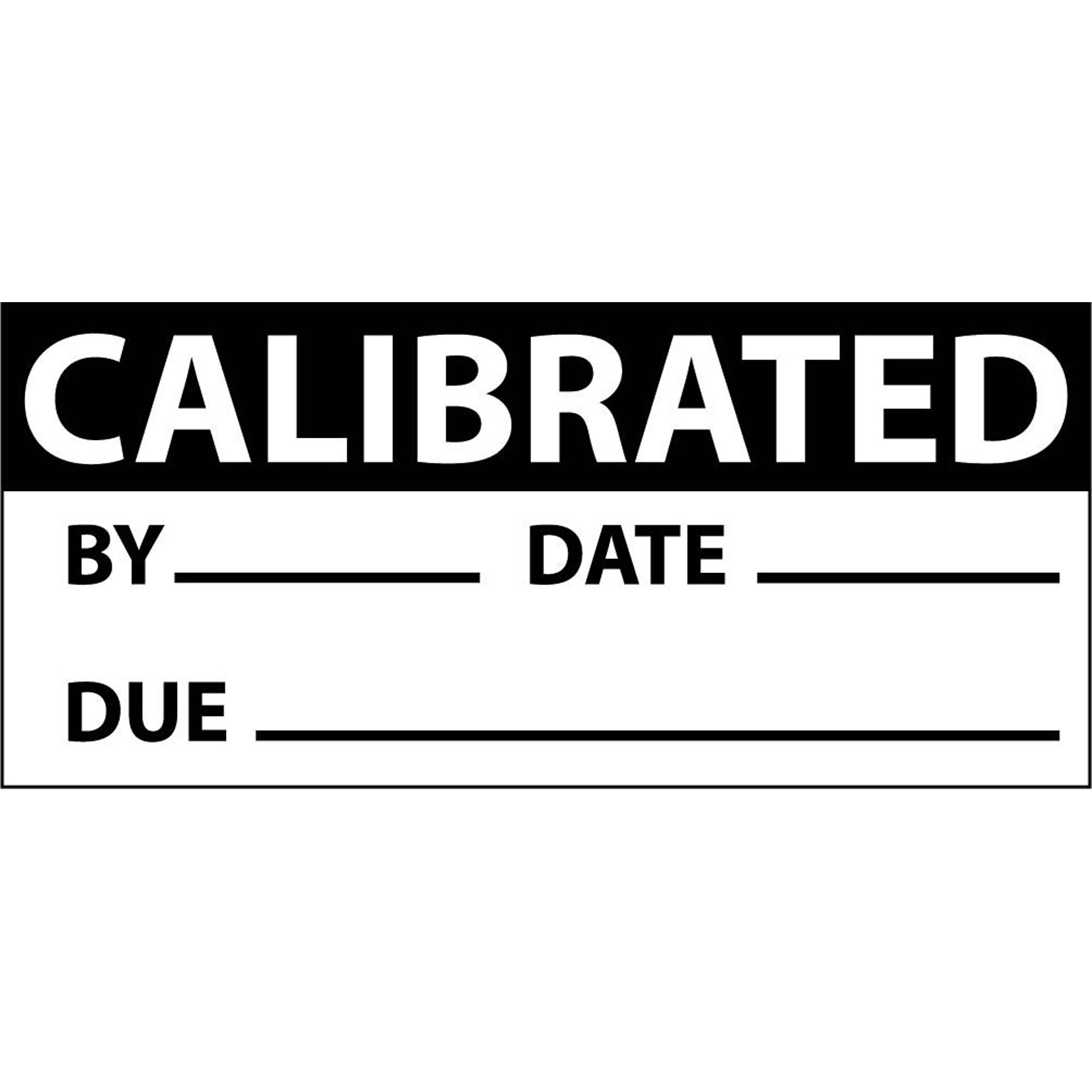 Inspection Labels; Calibrated, Blk/Wht, 1 x 2 1/4, Adhesive Vinyl (27 Labels)