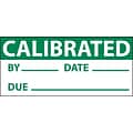 Inspection Labels; Calibrated, Grn/Wht, 1 x 2 1/4, Adhesive Vinyl (27 Labels)