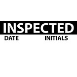 Inspection Labels; Inspected, Blk/Wht, 1X2 1/4, Adhesive Vinyl (27 Labels)