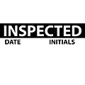 Inspection Labels; Inspected, Blk/Wht, 1 x 2 1/4, Adhesive Vinyl (27 Labels)