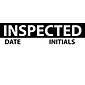 Inspection Labels; Inspected, Blk/Wht, 1" x 2 1/4", Adhesive Vinyl (27 Labels)