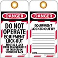 Lockout Tags; Lockout, Danger Do Not Operate Equipement Lock-Out. . ., 6 x 3, Unrippable Vinyl