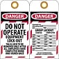 Lockout Tags; Lockout, Danger Do Not Operate Equipment Lock-Out. . ., 6" x 3", Unrippable Vinyl