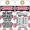 Lockout Tags; Lockout, Danger Do Not Operate Equipment Lock-Out. . ., 6 x 3, Unrippable Vinyl