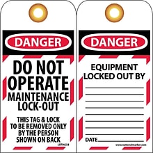 Lockout Tags; Lockout, Danger, Do Not Operate Maintenance Lock-Out, 6 x 3