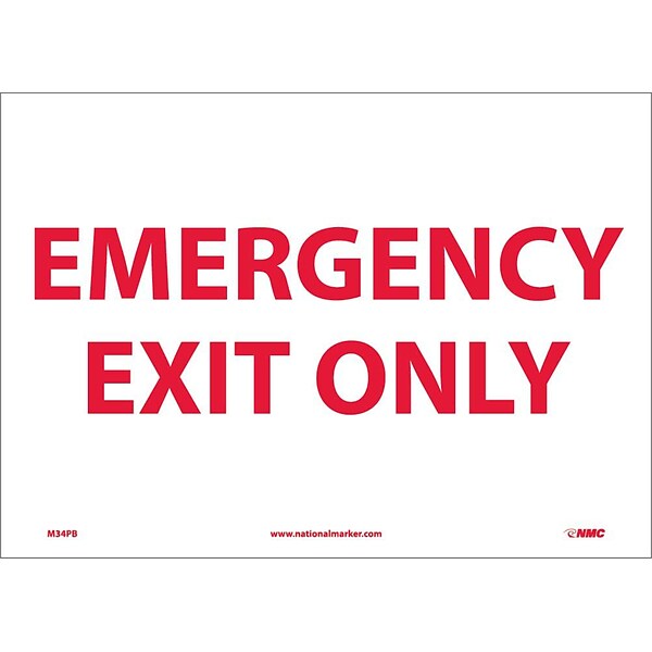Information Labels; Emergency Exit Only, 10X14, Adhesive Vinyl