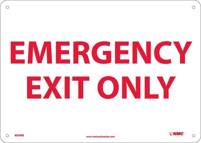 Notice Signs; Emergency Exit Only, 10X14, Rigid Plastic