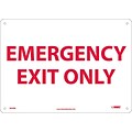 Notice Signs; Emergency Exit Only, 10X14, Rigid Plastic
