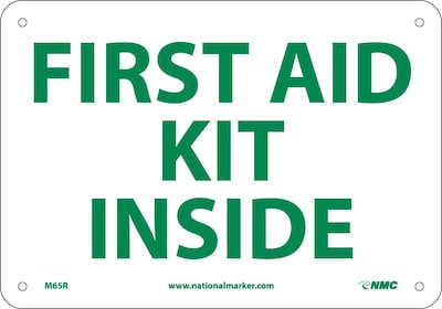 Notice Signs; First Aid Kit Inside, 7" x 10", Rigid Plastic