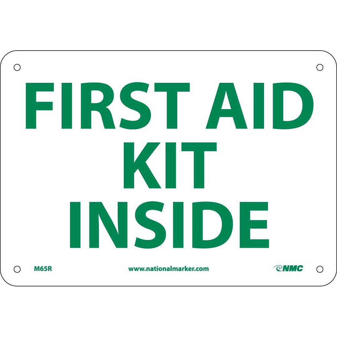 Notice Signs; First Aid Kit Inside, 7X10, Rigid Plastic | Quill.com