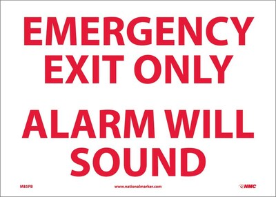 Information Labels; Emergency Exit Only Alarm Will Sound, 10X14, Adhesive Vinyl