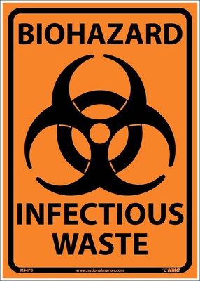 Biohazard Infectious Waste; 10X14, Adhesive Vinyl