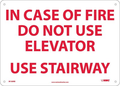 Notice Signs; In Case Of Fire Do Not Use Elevator Use.., 10X14, Rigid Plastic