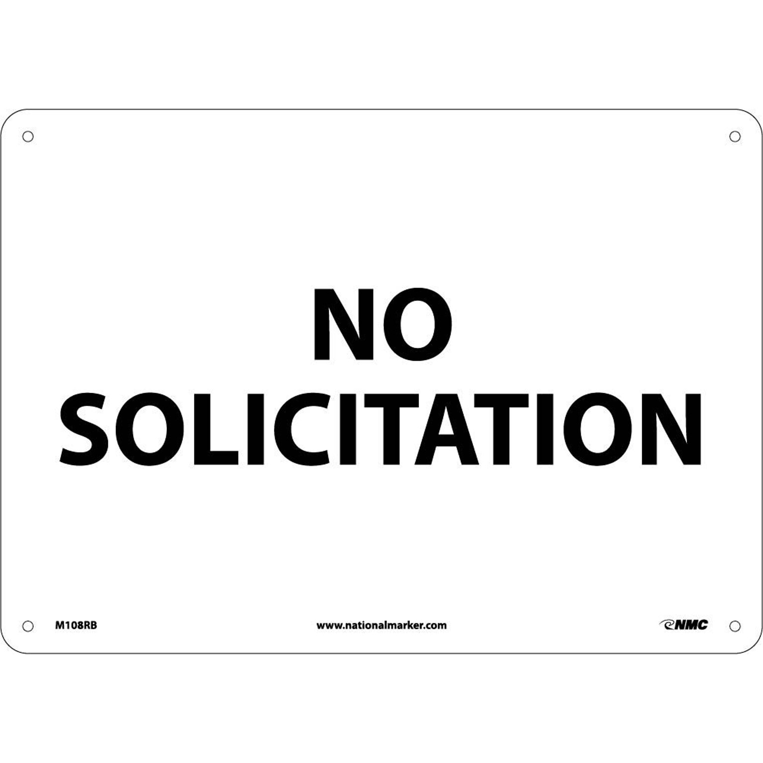 Notice Signs; No Solicitation, 10X14, Rigid Plastic