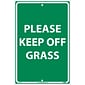 Notice Signs; Please Keep Off Grass, White On Green, 18X12, .040 Aluminum