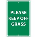 Notice Signs; Please Keep Off Grass, White On Green, 18X12, Rigid Plastic